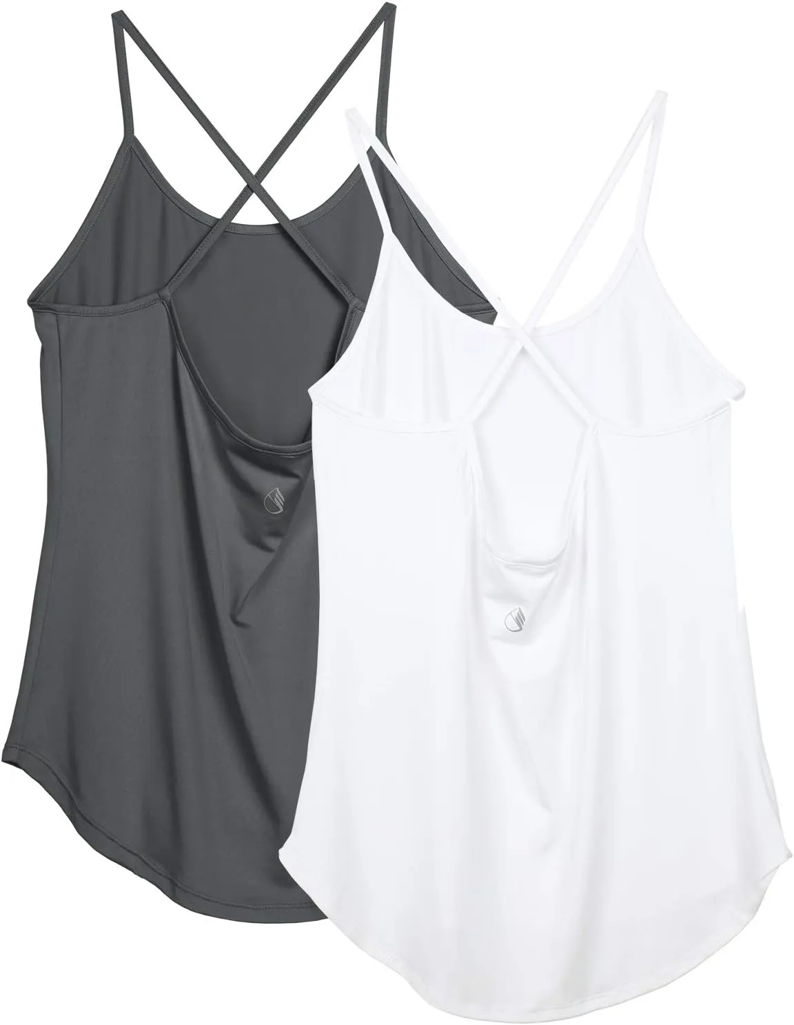icyzone Workout Tank Tops for Women - Athletic Yoga Tops Open Back Strappy Running Shirts (Pack of 2)