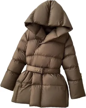 Jackets for Women Cotton Coat Slim-Fit Warm Hooded Cotton-Padded Jacket