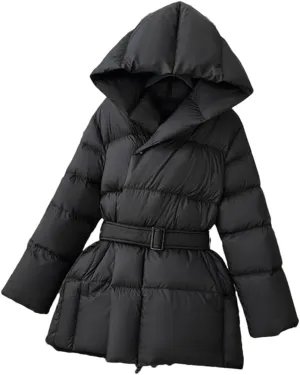 Jackets for Women Cotton Coat Slim-Fit Warm Hooded Cotton-Padded Jacket