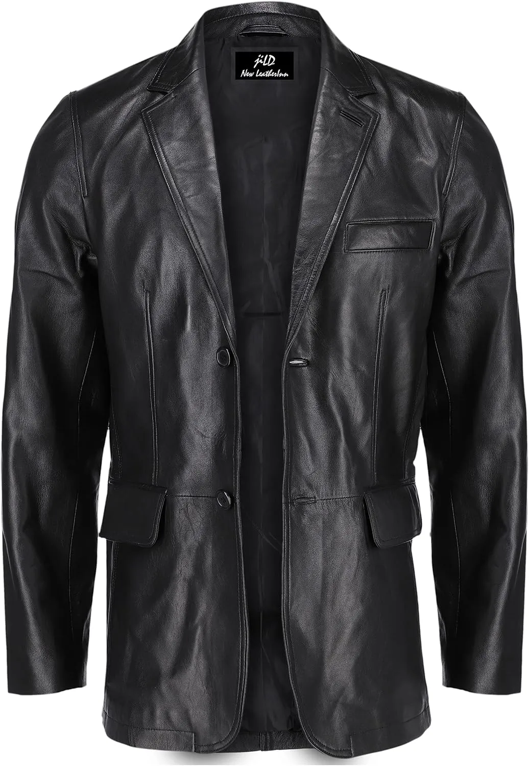 Jild Lambskin Leather Jacket Men Casual Coat  Notched Collar Classic Bonds Style Ultimate Leather Blazer for Men