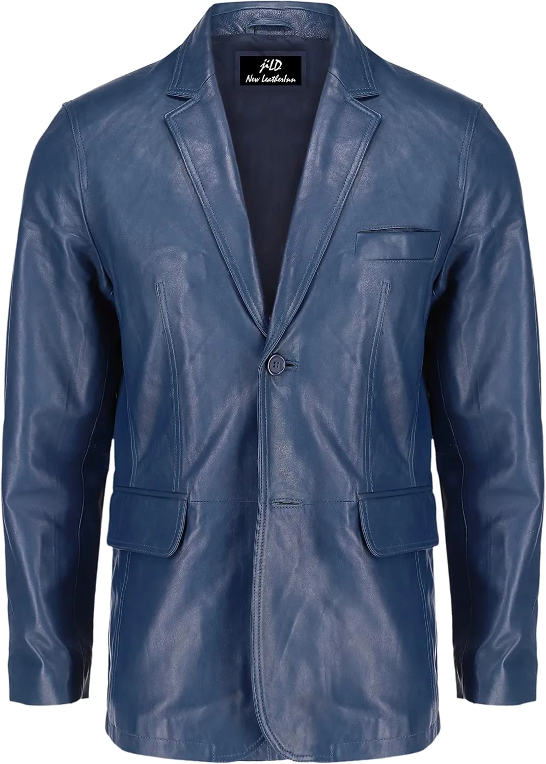 Jild Lambskin Leather Jacket Men Casual Coat  Notched Collar Classic Bonds Style Ultimate Leather Blazer for Men