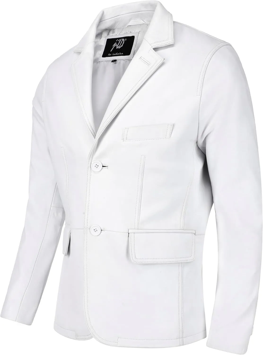 Jild Lambskin Leather Jacket Men Casual Coat  Notched Collar Classic Bonds Style Ultimate Leather Blazer for Men