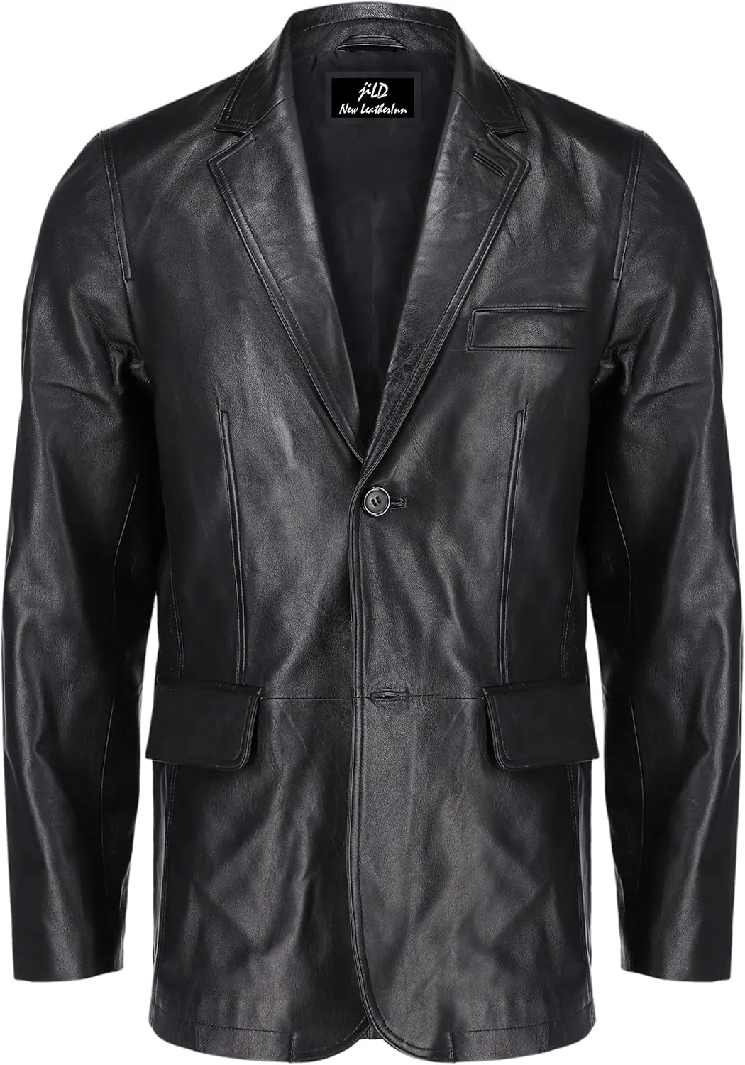 Jild Lambskin Leather Jacket Men Casual Coat  Notched Collar Classic Bonds Style Ultimate Leather Blazer for Men