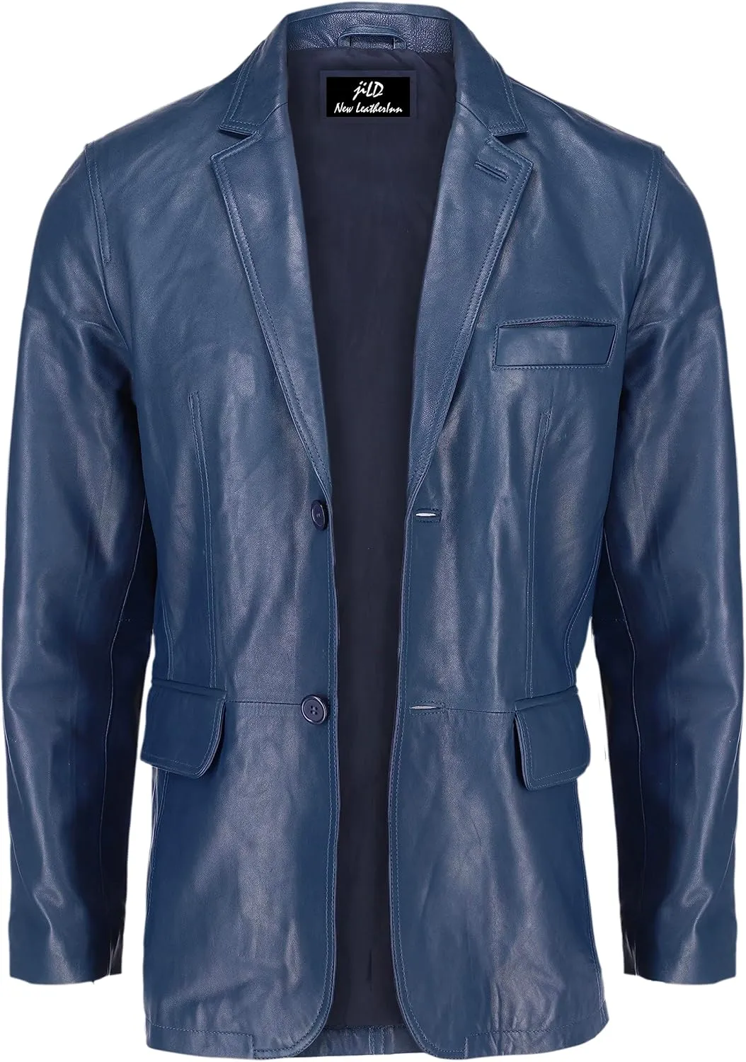 Jild Lambskin Leather Jacket Men Casual Coat  Notched Collar Classic Bonds Style Ultimate Leather Blazer for Men
