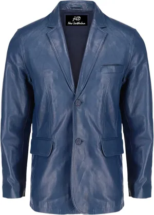 Jild Lambskin Leather Jacket Men Casual Coat  Notched Collar Classic Bonds Style Ultimate Leather Blazer for Men