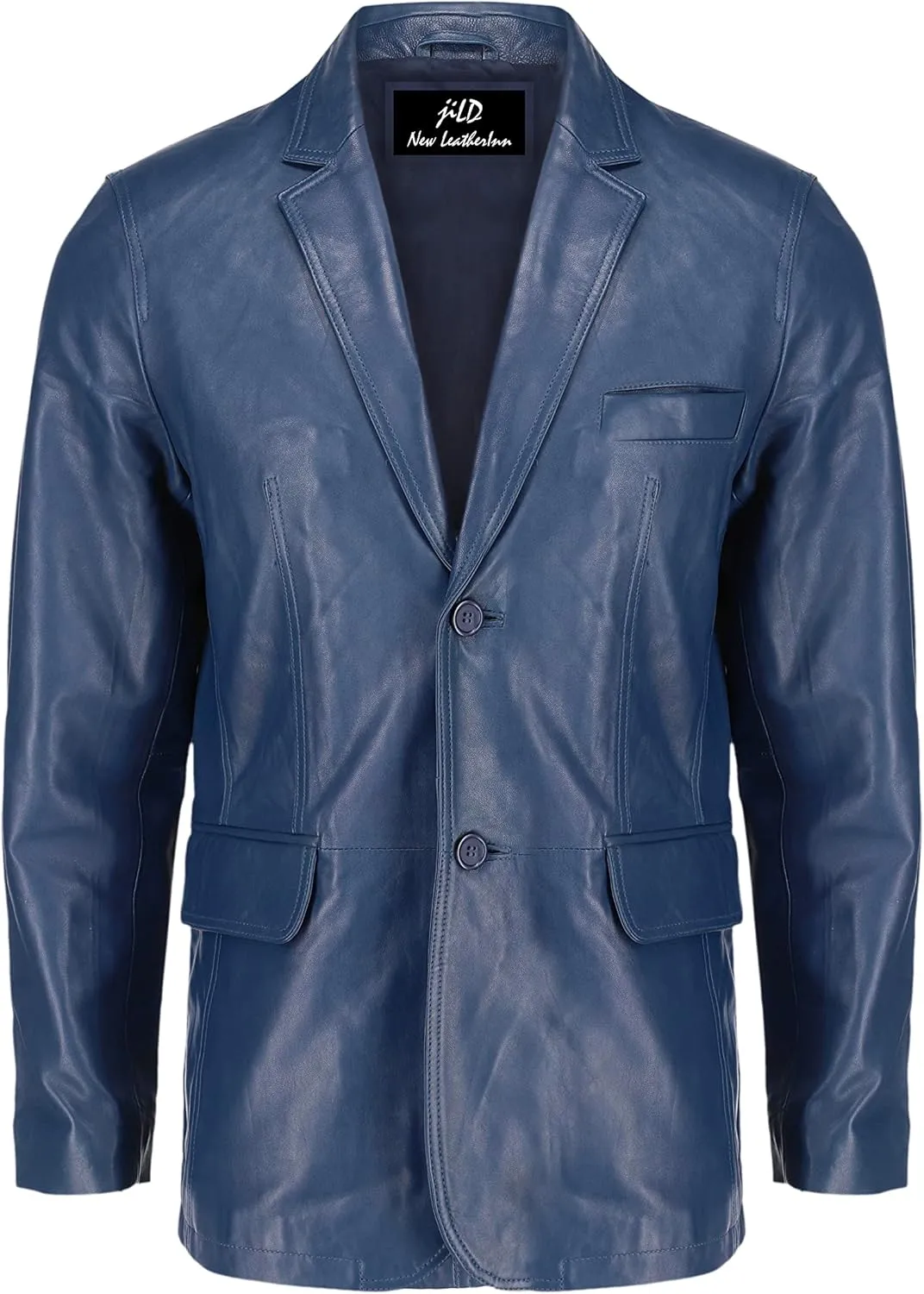 Jild Lambskin Leather Jacket Men Casual Coat  Notched Collar Classic Bonds Style Ultimate Leather Blazer for Men
