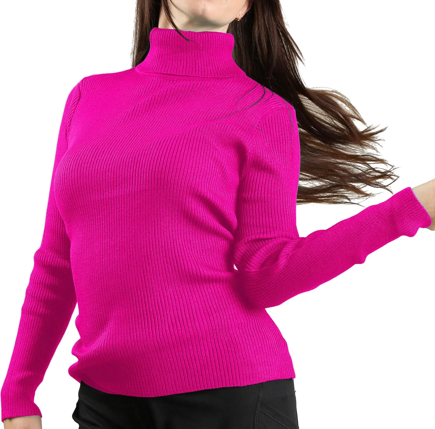 JON & ANNA Women's Turtleneck Sweater Long Sleeve Ribbed Fitted Turtle Neck Casual Fall Fashion Basic Layering Knit Top