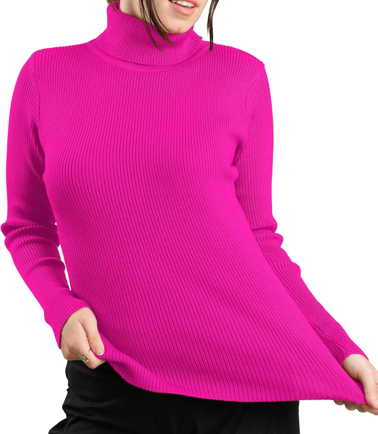 JON & ANNA Women's Turtleneck Sweater Long Sleeve Ribbed Fitted Turtle Neck Casual Fall Fashion Basic Layering Knit Top