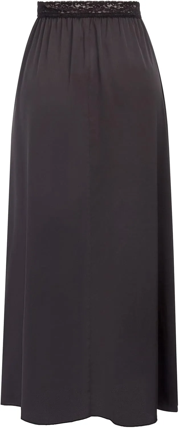 Kate Kasin Half Slips for Women Anti-Static Satin Underskirt Full Length Nude Skirt Lace Trim Short Slips for Under Dresses