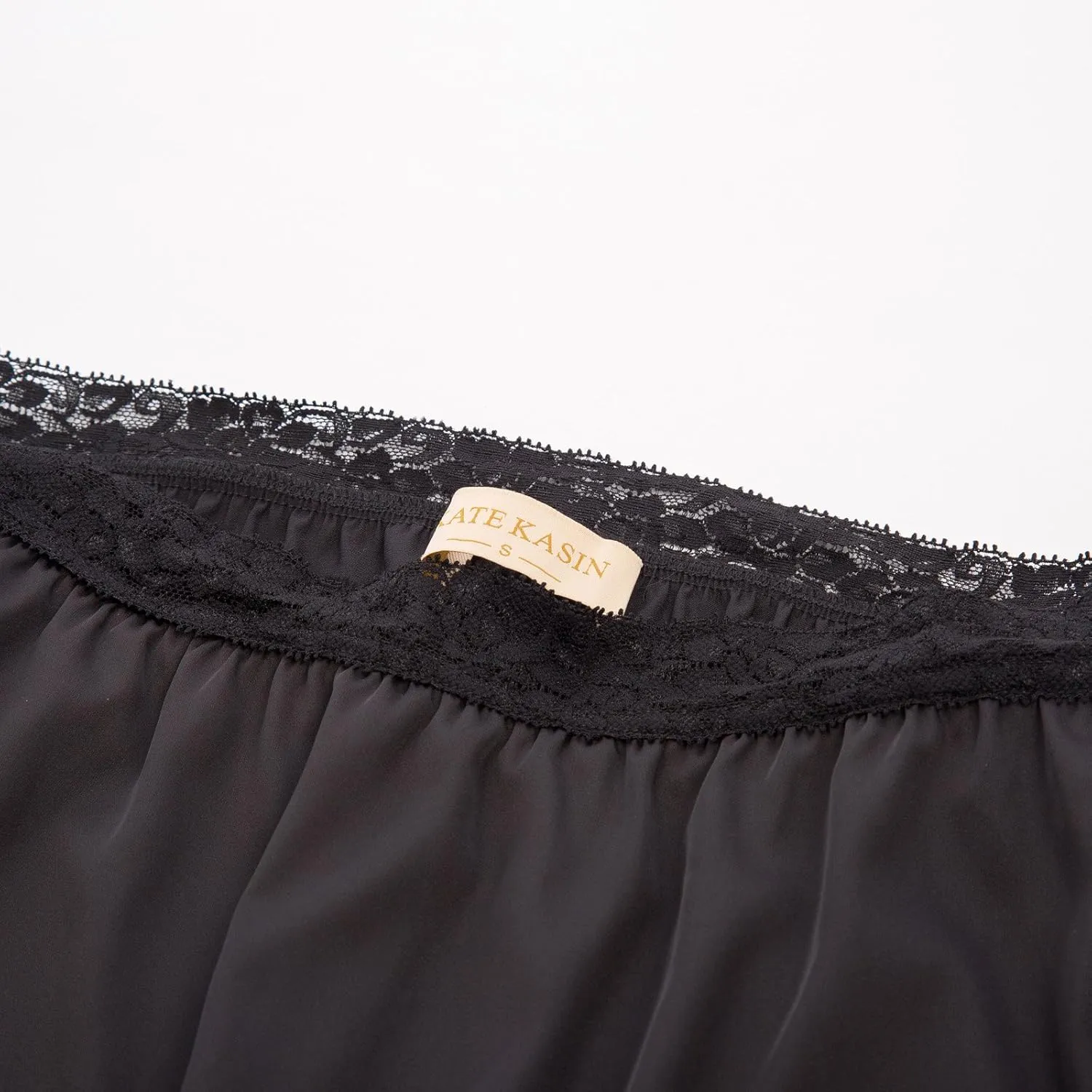 Kate Kasin Half Slips for Women Anti-Static Satin Underskirt Full Length Nude Skirt Lace Trim Short Slips for Under Dresses