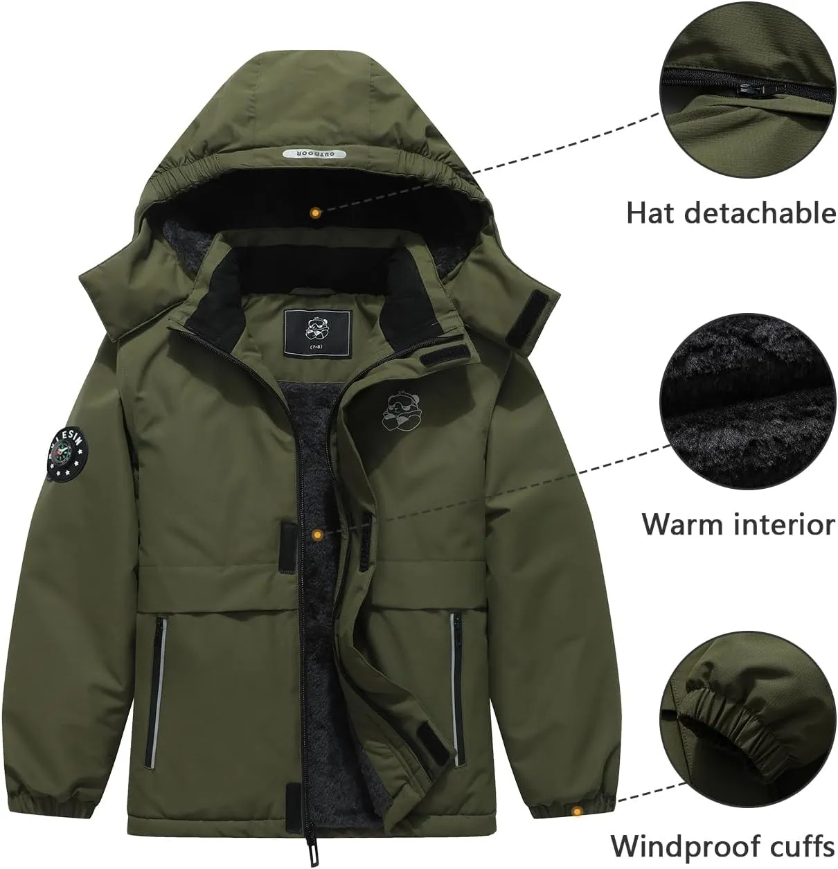Kid's Waterproof Ski Jacket Warm Winter Coat Boys Snowboarding Jackets Outdoor