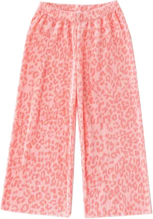 Kiench Girls Wide Leg Palazzo Pants Pleated Silky Flowy Trousers Cute Print