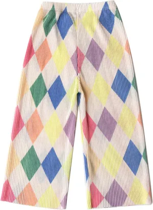 Kiench Girls Wide Leg Palazzo Pants Pleated Silky Flowy Trousers Cute Print