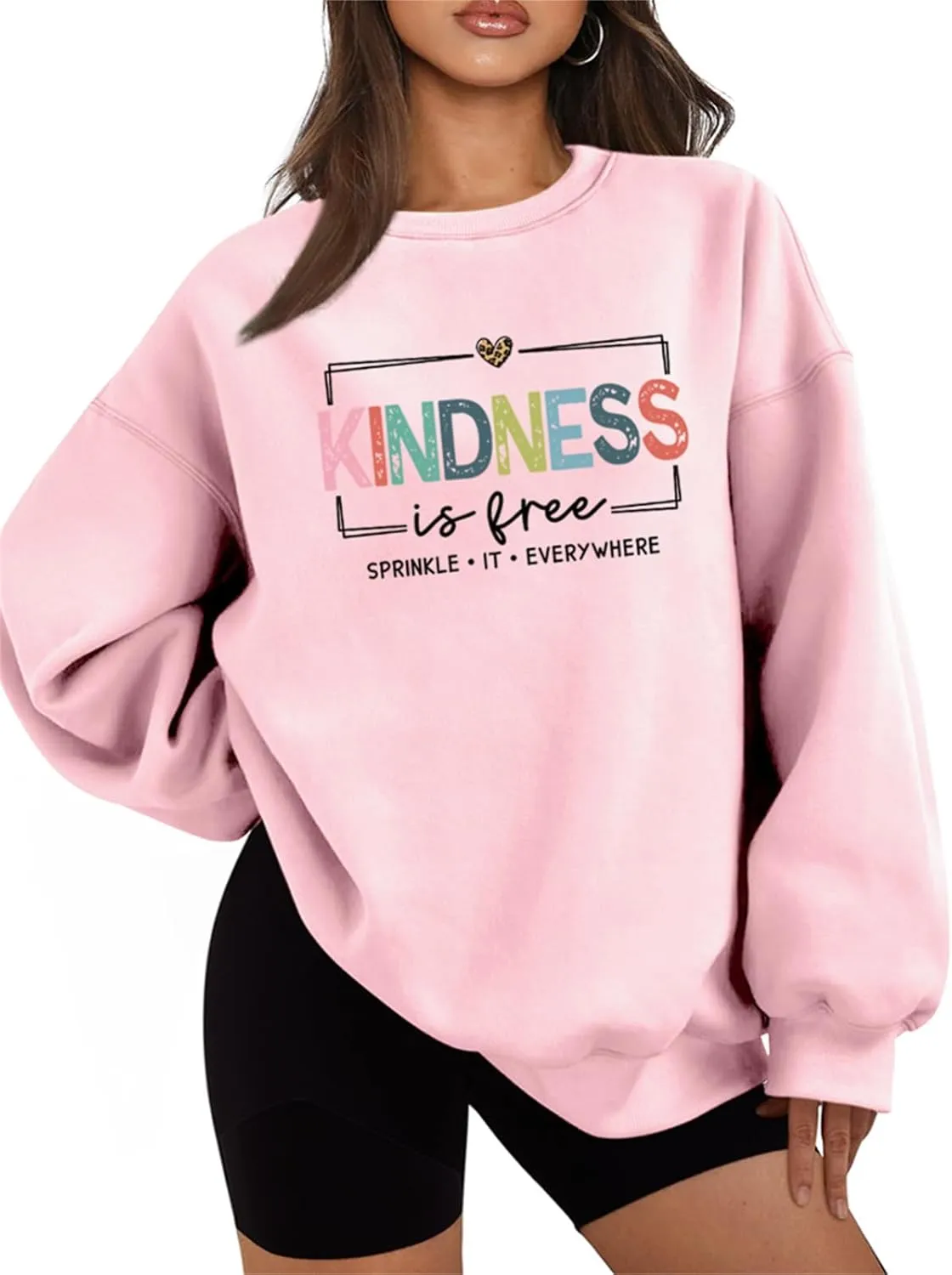 Kindness Is Free Sweatshirt Women Be Kind Fleece Lined Sweatshirt Teacher Teach Inspirational Sayings Pullover Tops