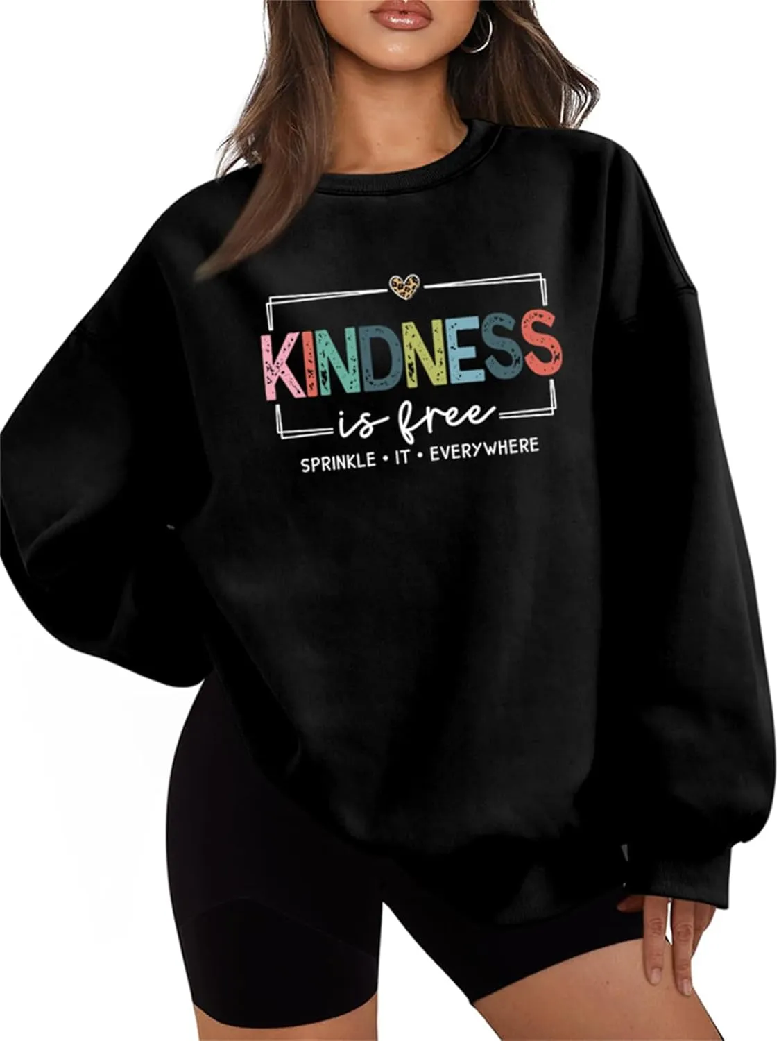 Kindness Is Free Sweatshirt Women Be Kind Fleece Lined Sweatshirt Teacher Teach Inspirational Sayings Pullover Tops