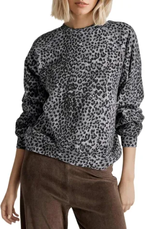 Leopard Print Sweatshirt for Women Oversized Crewneck Long Sleeve Cheetah Pullover Top 2000s Graphic Sweatshirts