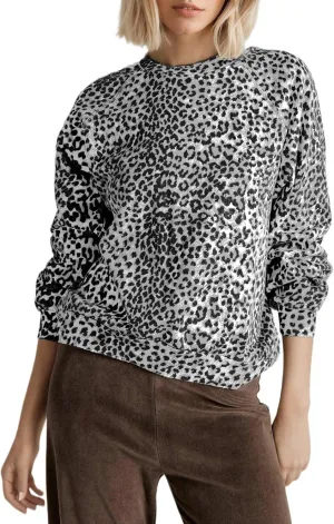 Leopard Print Sweatshirt for Women Oversized Crewneck Long Sleeve Cheetah Pullover Top 2000s Graphic Sweatshirts