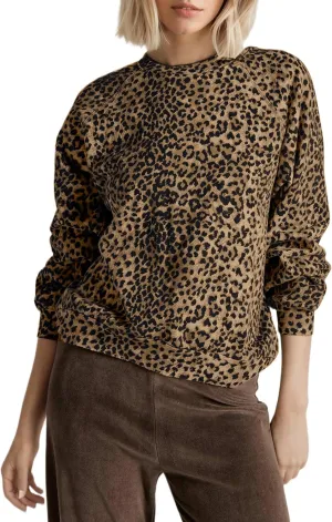Leopard Print Sweatshirt for Women Oversized Crewneck Long Sleeve Cheetah Pullover Top 2000s Graphic Sweatshirts