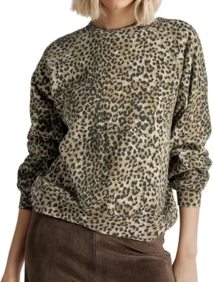 Leopard Print Sweatshirt for Women Oversized Crewneck Long Sleeve Cheetah Pullover Top 2000s Graphic Sweatshirts