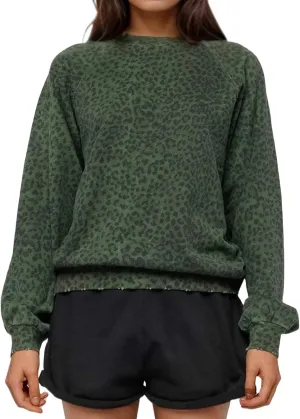 Leopard Print Sweatshirt for Women Oversized Crewneck Long Sleeve Cheetah Pullover Top 2000s Graphic Sweatshirts