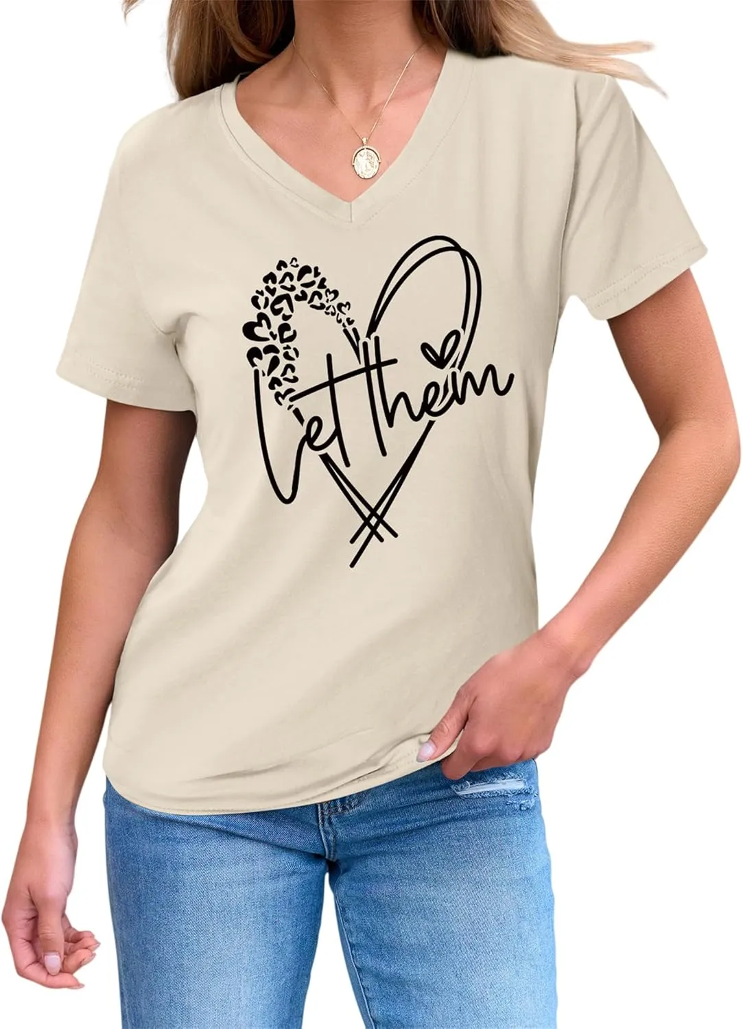 Let Them Misunderstand You V-Neck T-Shirt Mental Health Shirt for Women Inspirational Graphic Tees Motivational Gift