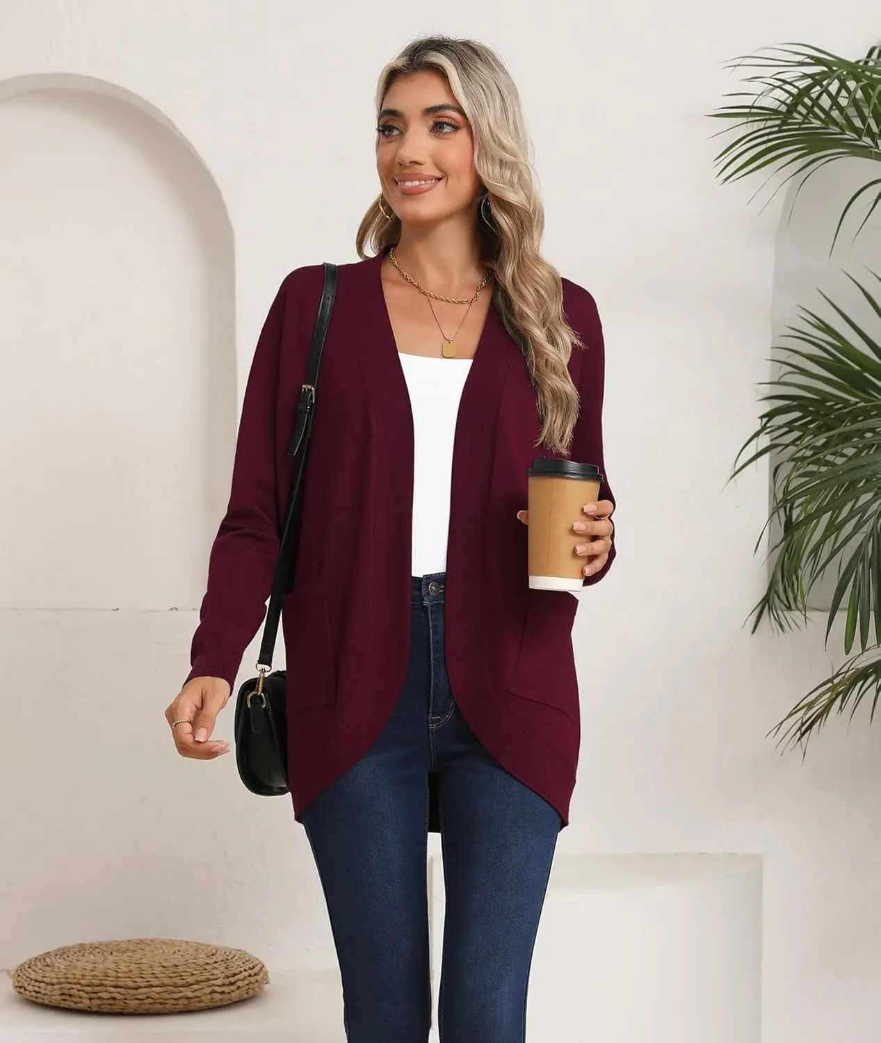LILBETTER Womens Lightweight Cardigan with Pockets Long Sleeve Open Front Cardigan for Women