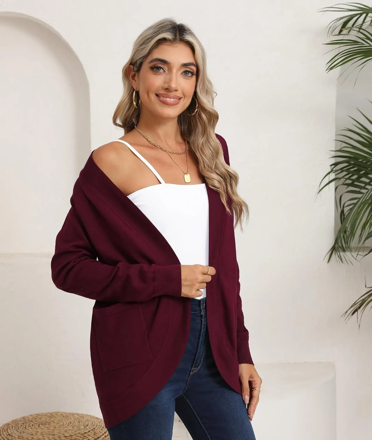 LILBETTER Womens Lightweight Cardigan with Pockets Long Sleeve Open Front Cardigan for Women