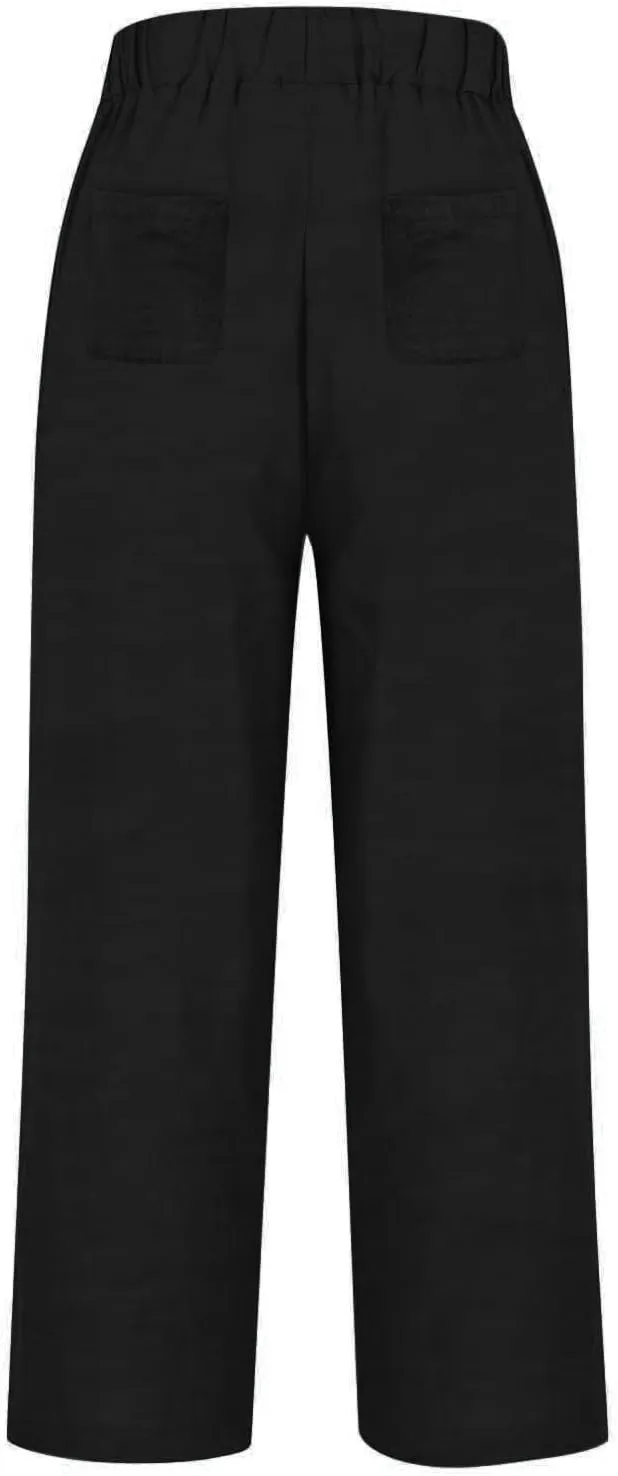 Linen Blend Pants for Women Summer 2025 Flowy Casual Lightweight Pants with Pockets Straight Leg Solid Cropped Sweatpants