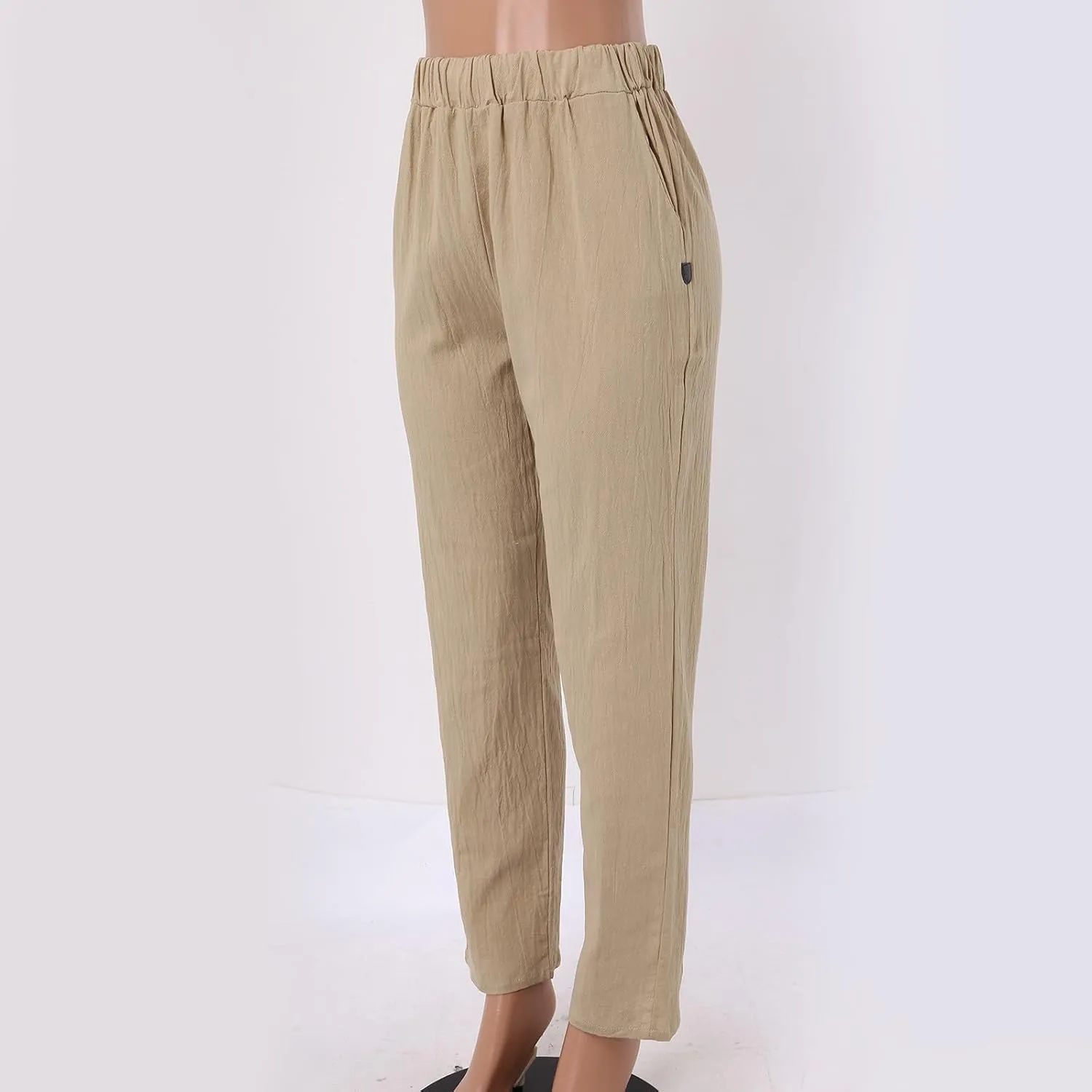 Linen Pants Women Wide Leg Pants Fashion Drawstring Elastic Trousers Comfy Straight Leg Palazzo High Waist Wide Leg