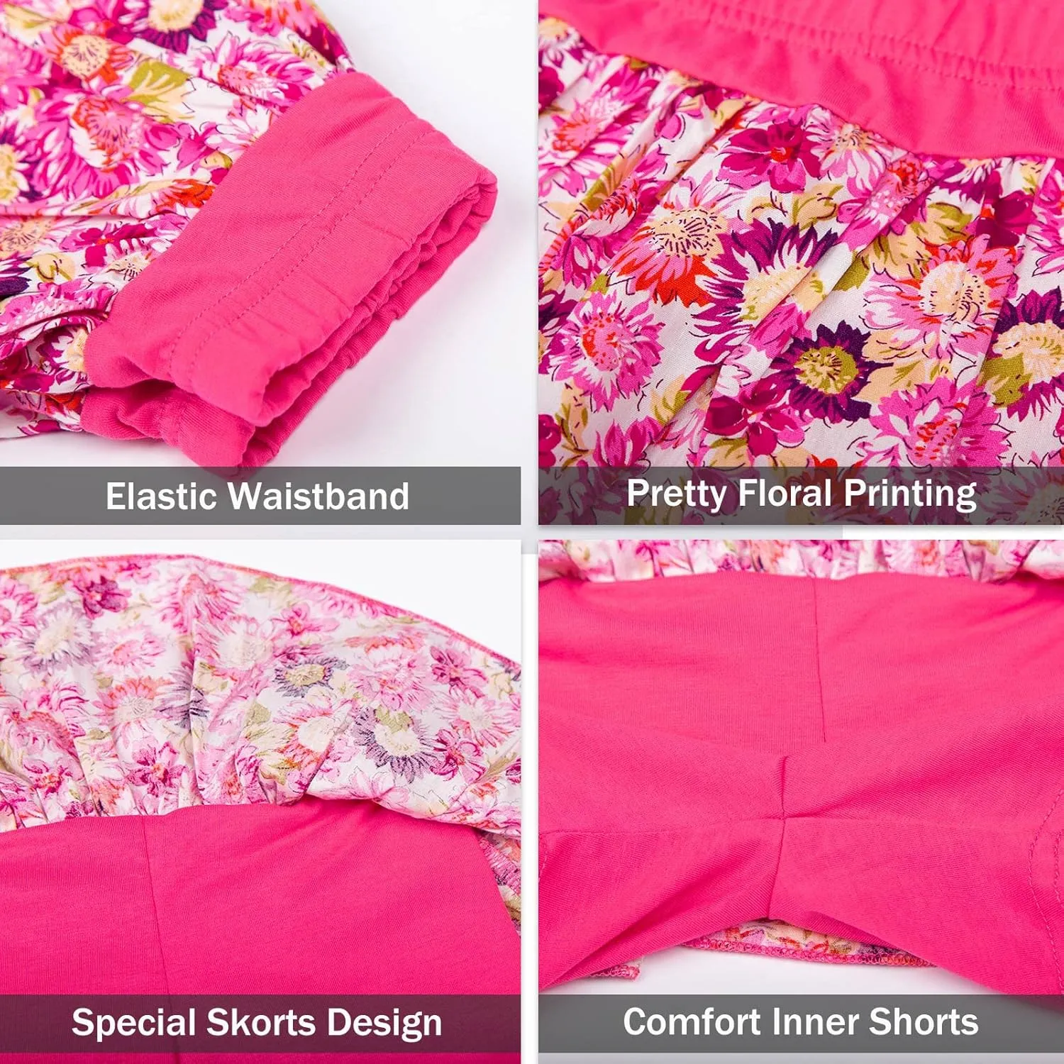 LittleSpring Girls Summer Outfits for Girl Floral Tank Tops and Shorts Casaul Set