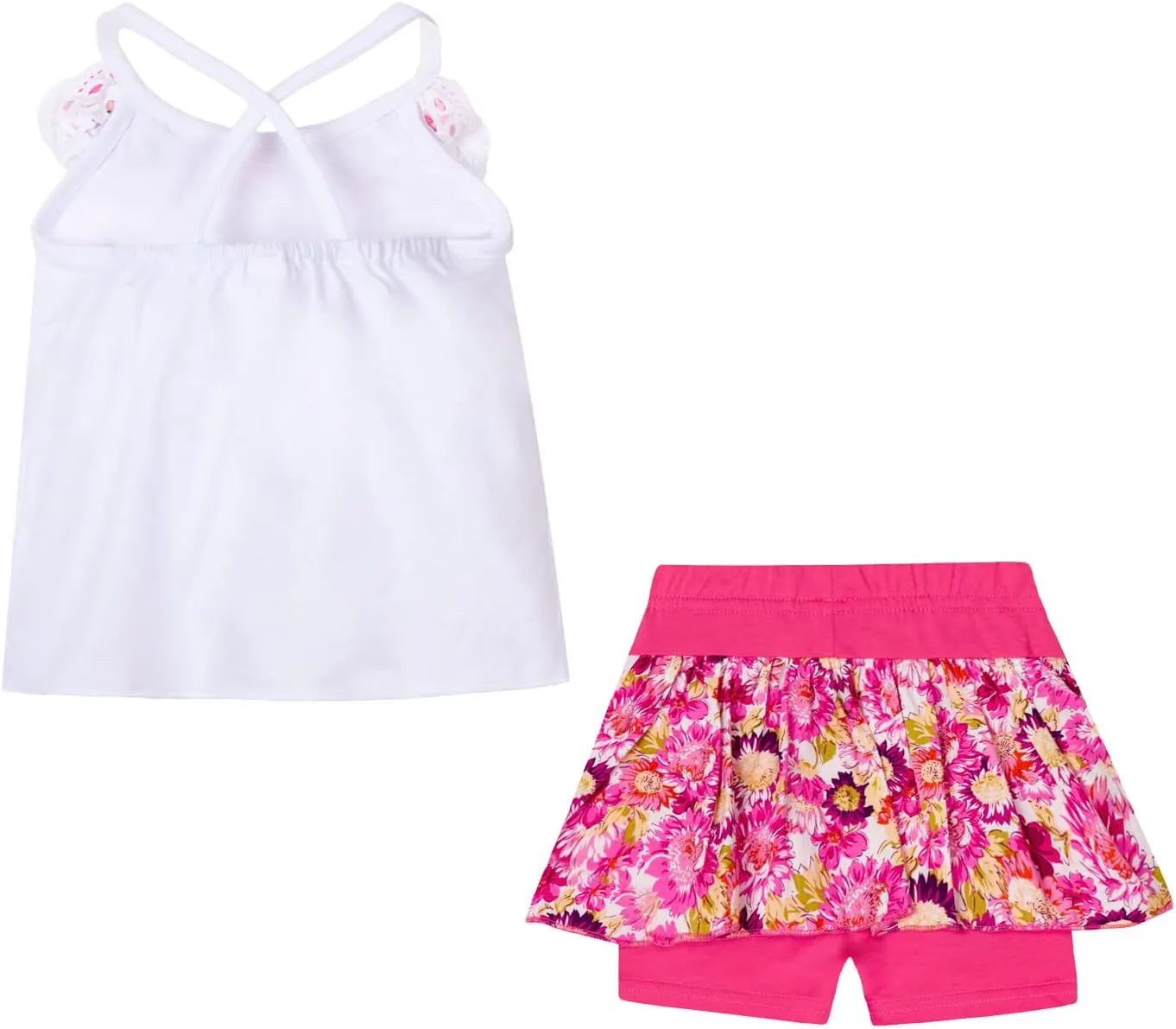 LittleSpring Girls Summer Outfits for Girl Floral Tank Tops and Shorts Casaul Set