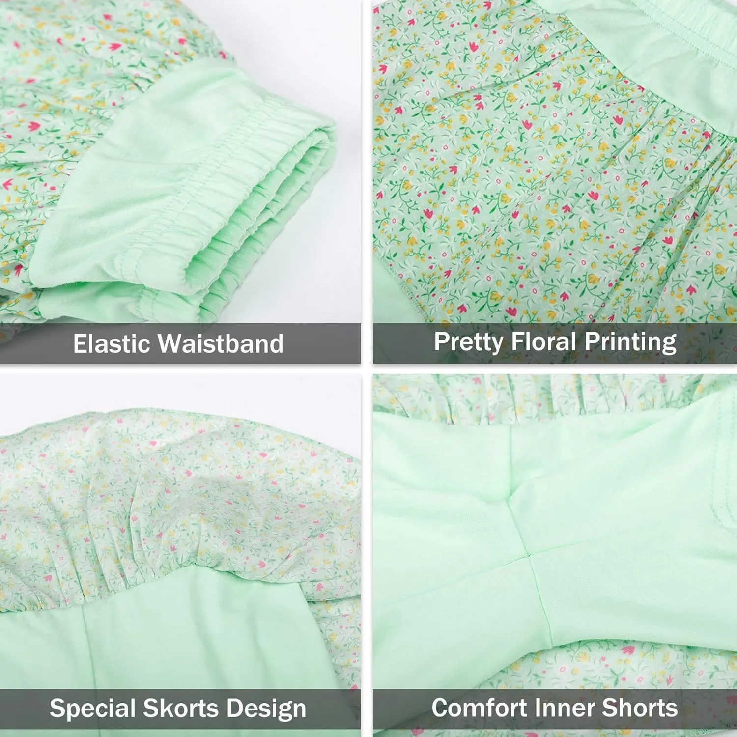 LittleSpring Girls Summer Outfits for Girl Floral Tank Tops and Shorts Casaul Set