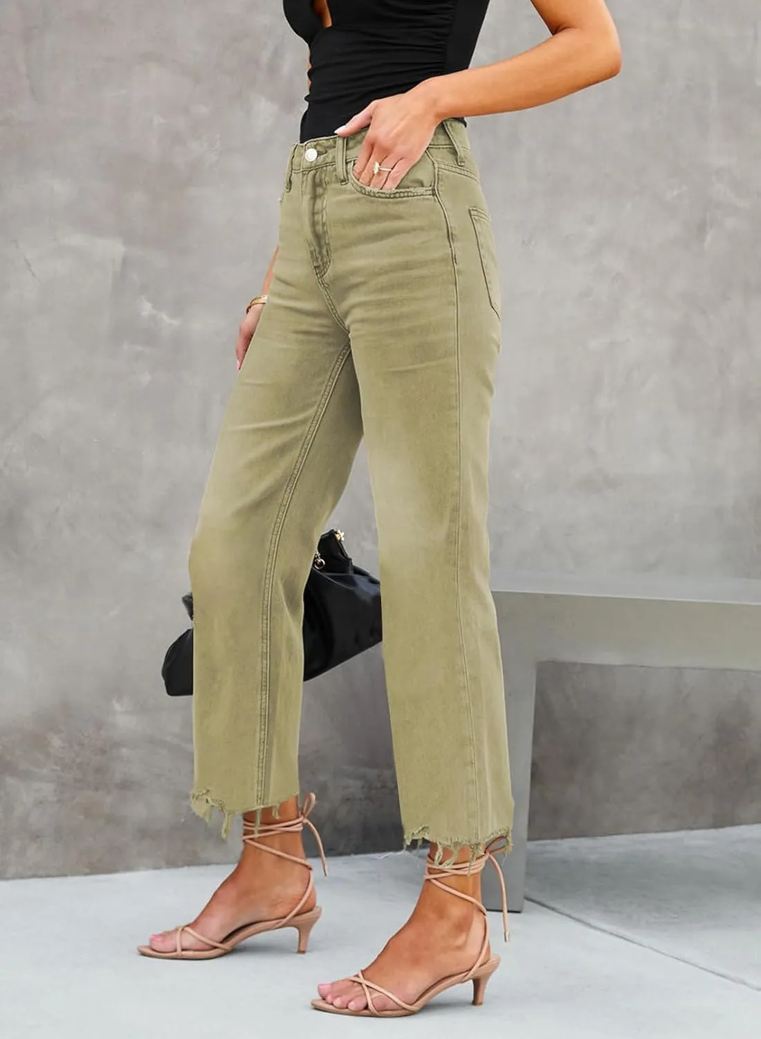 LOLONG High Waisted Flare Jeans for Women Casual Bell Bottom Denim Pants