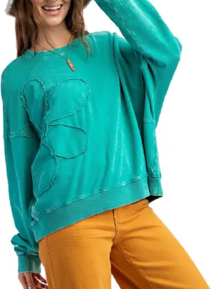 Lordree Women Floral Patchwork Sweatshirt Flower Crewneck Pullover Vintage Reverse Seam Oversized Shirt Casual Sweatshirts
