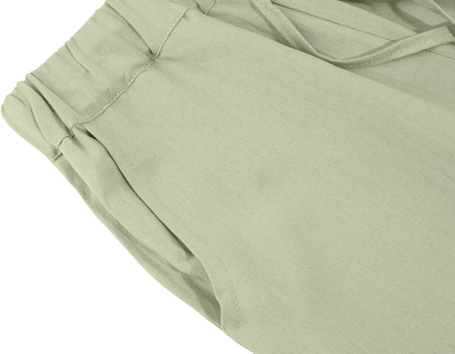 loveimgs Women's Casual Wide Leg Elastic Waist Loose Lightweight Summer Linen Beach Pants Drawstring