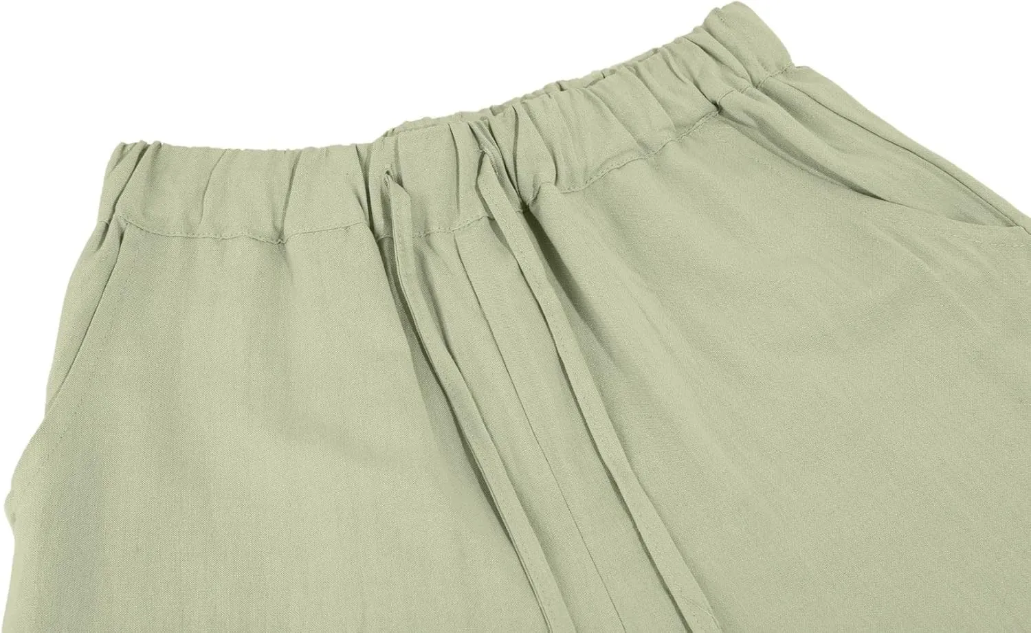 loveimgs Women's Casual Wide Leg Elastic Waist Loose Lightweight Summer Linen Beach Pants Drawstring