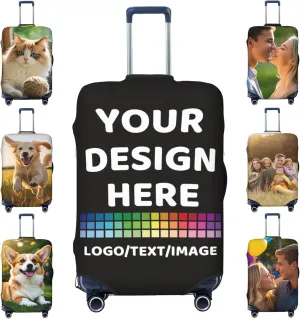 Luggage Cover Personalized Suitcase Covers For Luggage With Photo Text Scratch Resistant Suitcase Cover For Travel BusinessBlackSmall