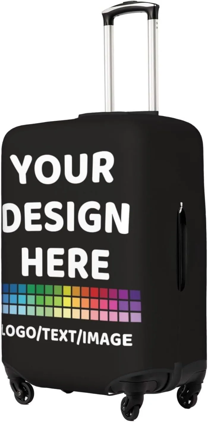 Luggage Cover Personalized Suitcase Covers For Luggage With Photo Text Scratch Resistant Suitcase Cover For Travel BusinessBlackSmall