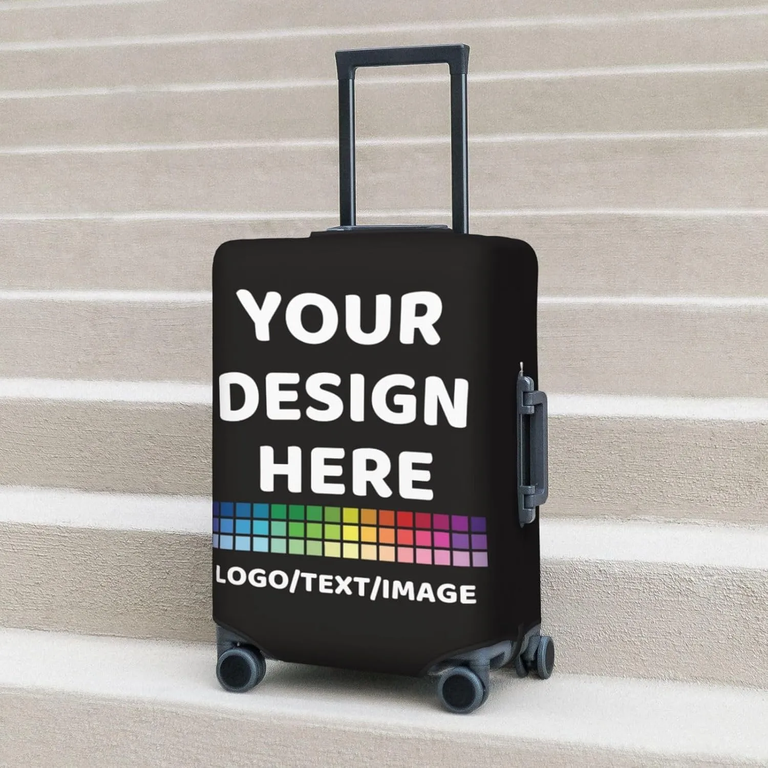 Luggage Cover Personalized Suitcase Covers For Luggage With Photo Text Scratch Resistant Suitcase Cover For Travel BusinessBlackSmall