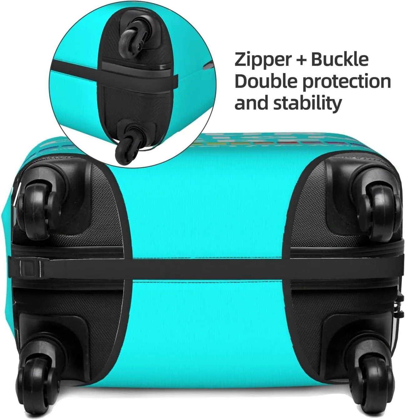 Luggage Cover Personalized Suitcase Covers For Luggage With Photo Text Scratch Resistant Suitcase Cover For Travel BusinessCyanSmall
