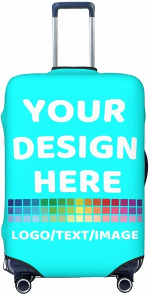 Luggage Cover Personalized Suitcase Covers For Luggage With Photo Text Scratch Resistant Suitcase Cover For Travel BusinessCyanSmall