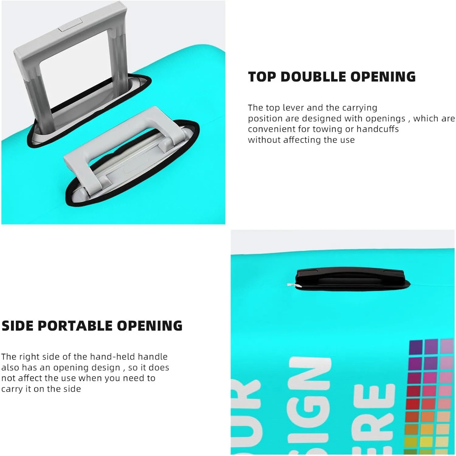 Luggage Cover Personalized Suitcase Covers For Luggage With Photo Text Scratch Resistant Suitcase Cover For Travel BusinessCyanSmall