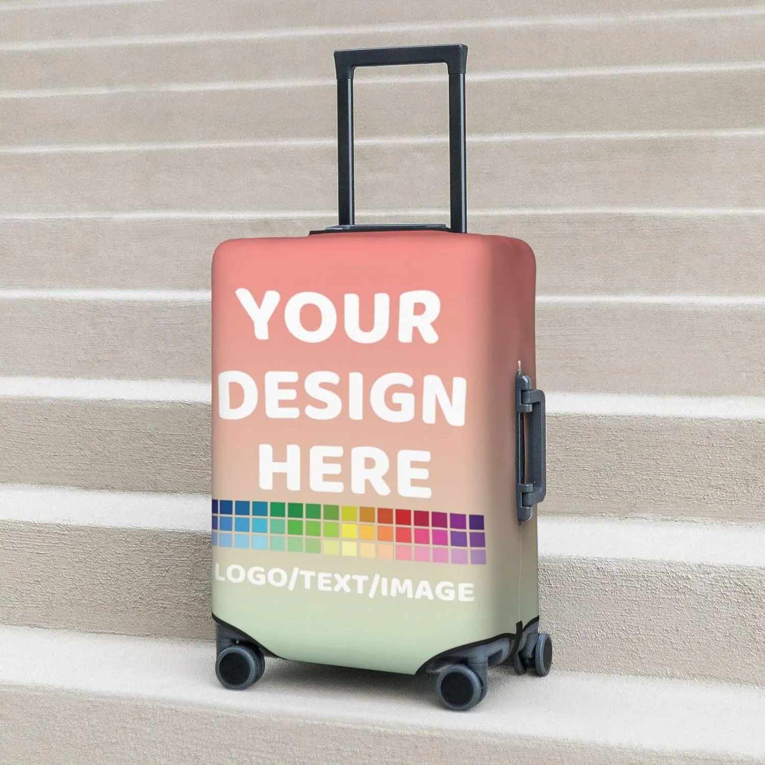 Luggage Cover Personalized Suitcase Covers For Luggage With Photo Text Scratch Resistant Suitcase Cover For Travel BusinessGradient Style 1Small