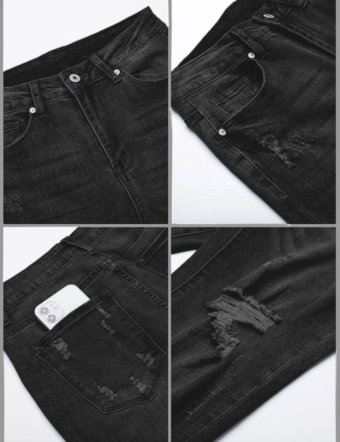 luvamia Capri Jeans for Women Stretch High Waisted Distressed Denim Capris Ripped Skinny Cropped Pants