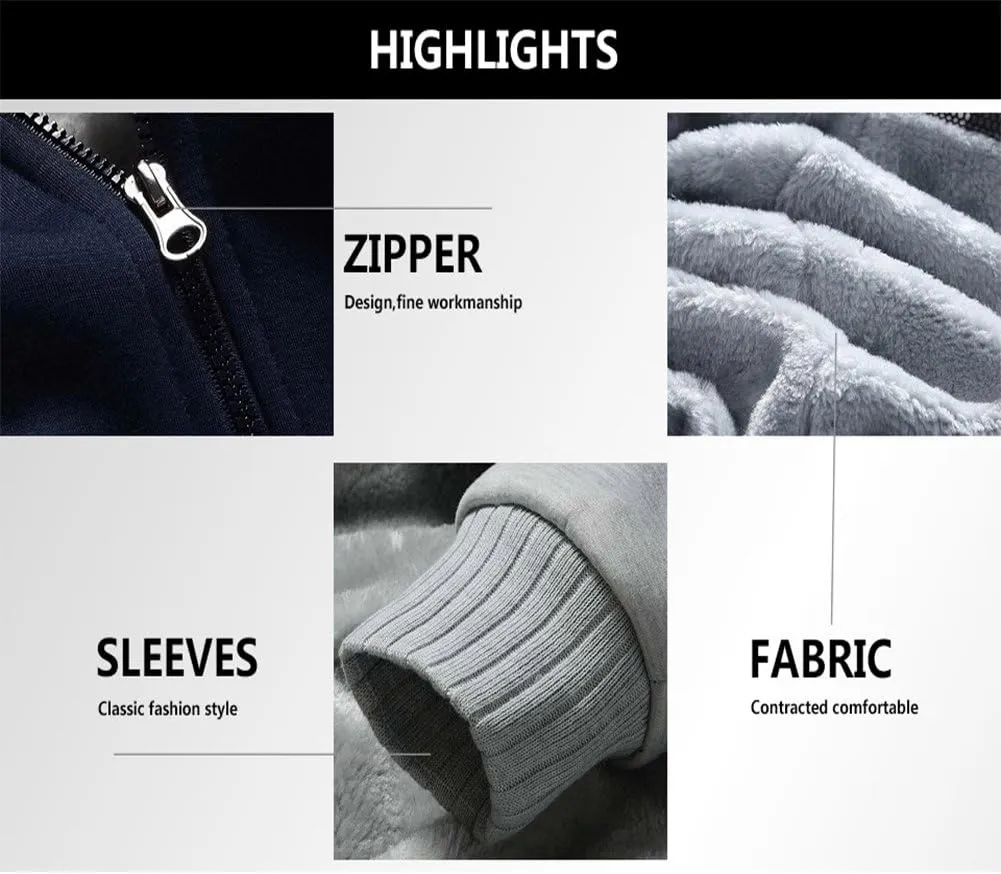 MACHLAB Men's Pullover Winter Workout Fleece Hoodie Jackets Full Zip Wool Warm Thick Coats