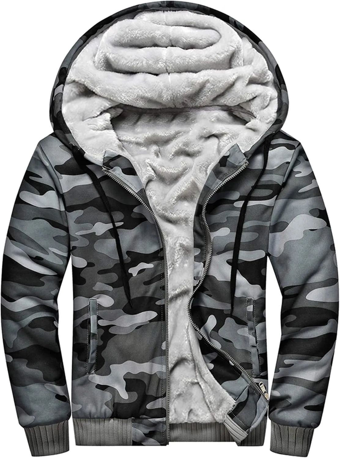 MACHLAB Men's Pullover Winter Workout Fleece Hoodie Jackets Full Zip Wool Warm Thick Coats