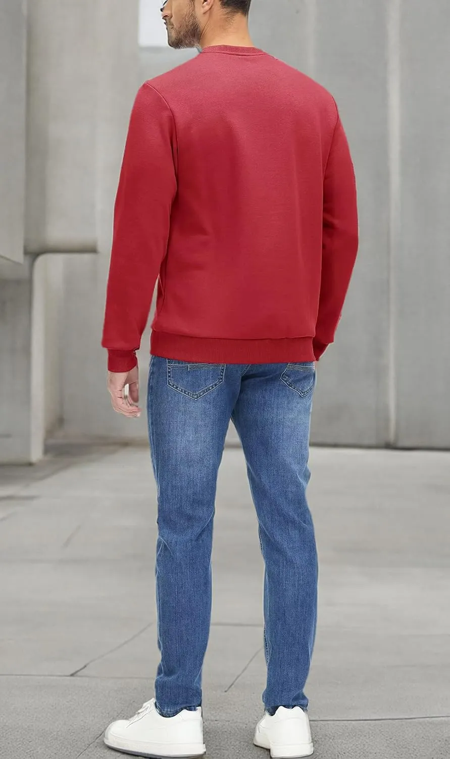 MAGCOMSEN Men's Crewneck Sweatshirt Long Sleeve Casual Warm Fleece Pullover