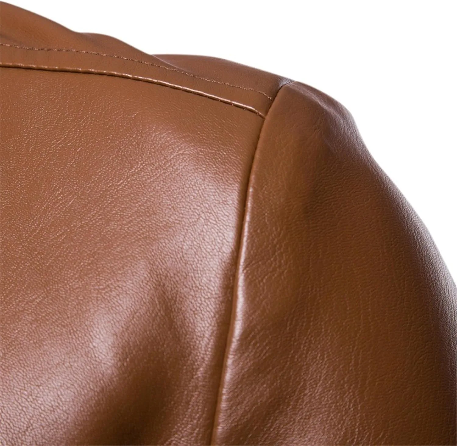 Maiyifu-GJ Leather Blazer for Men Classic Faux Leather Business Sport Coat Notched Collar One Button Slim Moto Suits Jacket