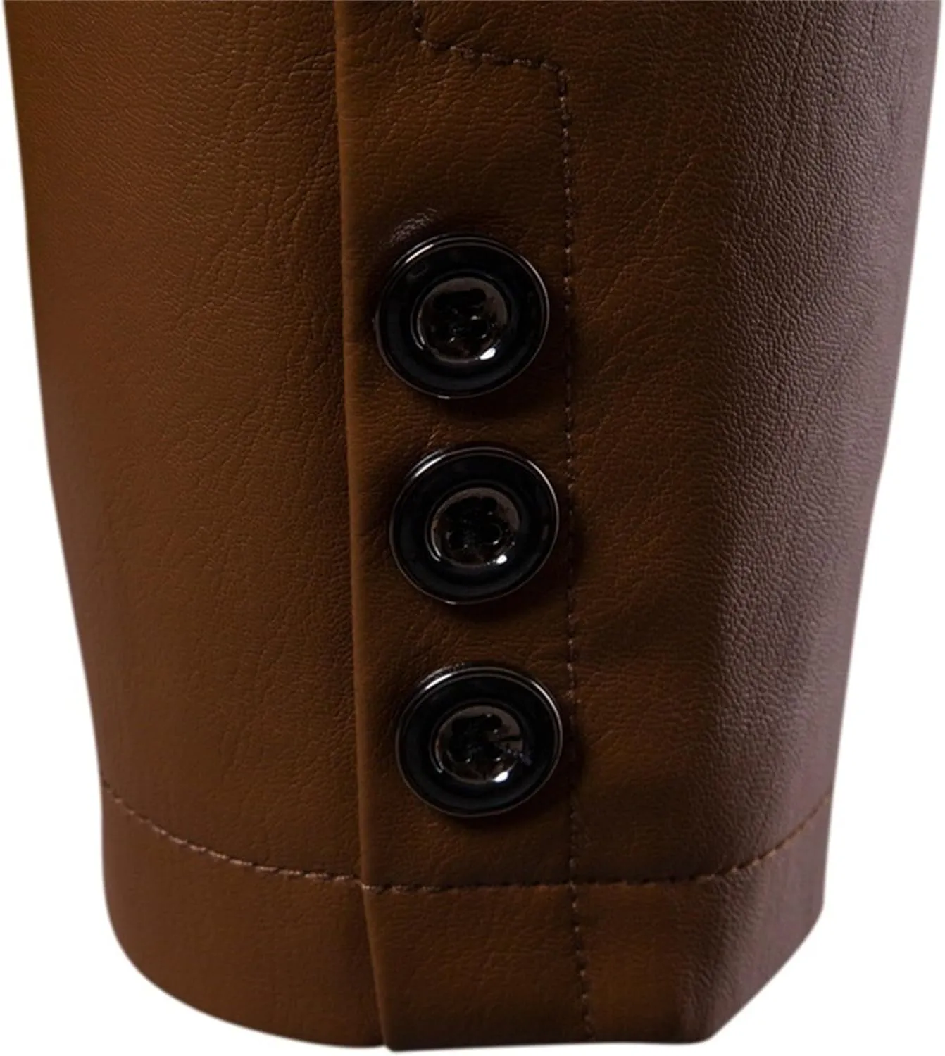 Maiyifu-GJ Leather Blazer for Men Classic Faux Leather Business Sport Coat Notched Collar One Button Slim Moto Suits Jacket