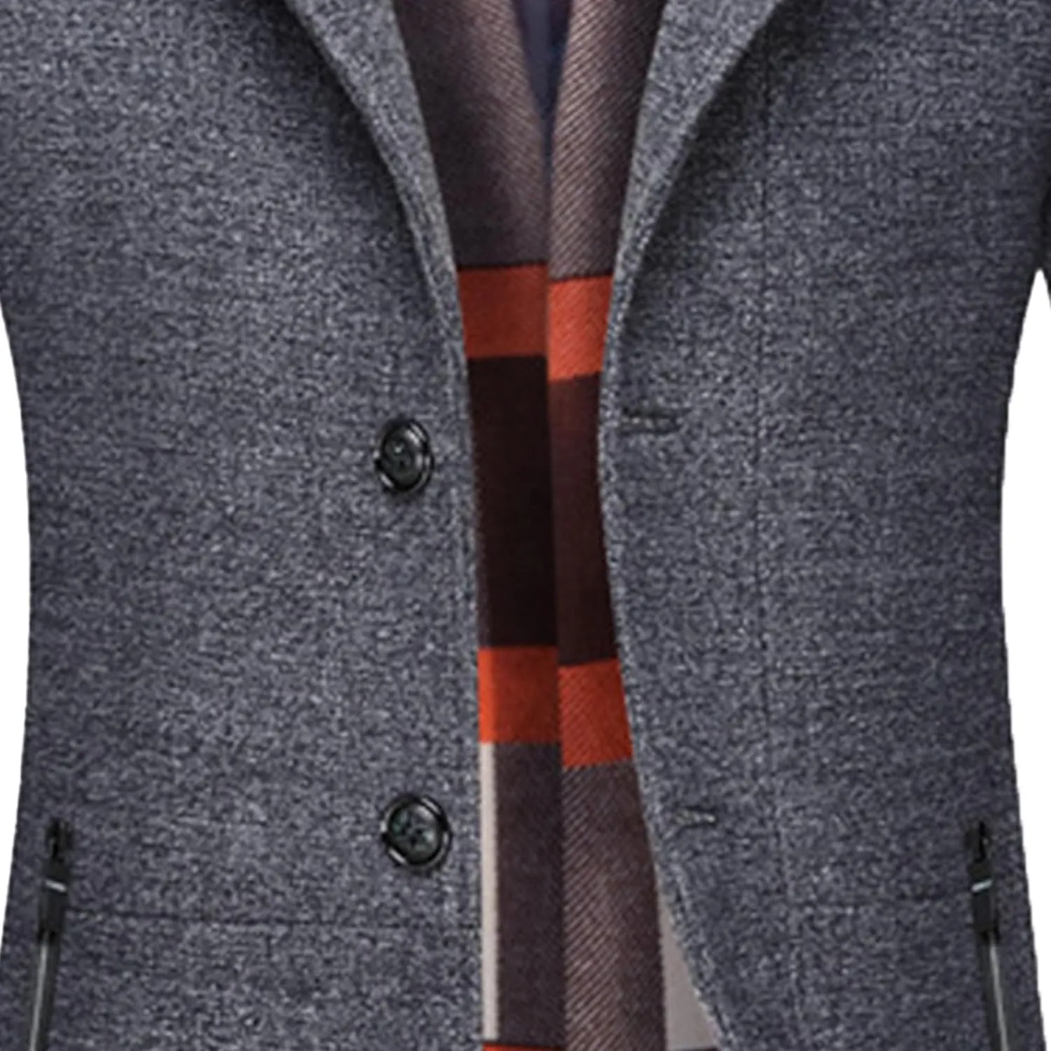 Maiyifu-GJ Men's Long Wool Blend Trench Coat Scarfs Collar Single Breasted Slim Fit Overcoat Winter Warm Mid-Length Coats